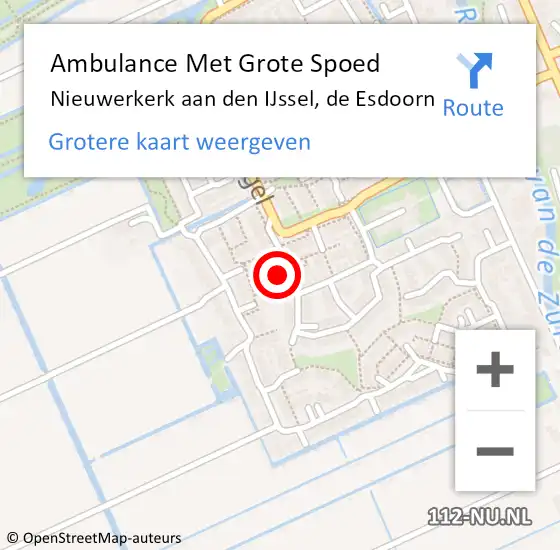 Locatie op kaart van de 112 melding: Ambulance Met Grote Spoed Naar Nieuwerkerk aan den IJssel, de Esdoorn op 14 oktober 2022 11:09