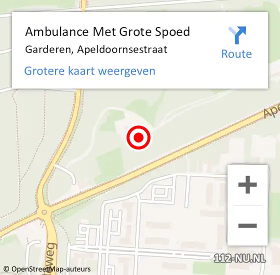 Locatie op kaart van de 112 melding: Ambulance Met Grote Spoed Naar Garderen, Apeldoornsestraat op 14 oktober 2022 11:43