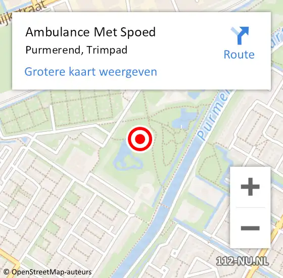 Locatie op kaart van de 112 melding: Ambulance Met Spoed Naar Purmerend, Trimpad op 14 oktober 2022 11:49