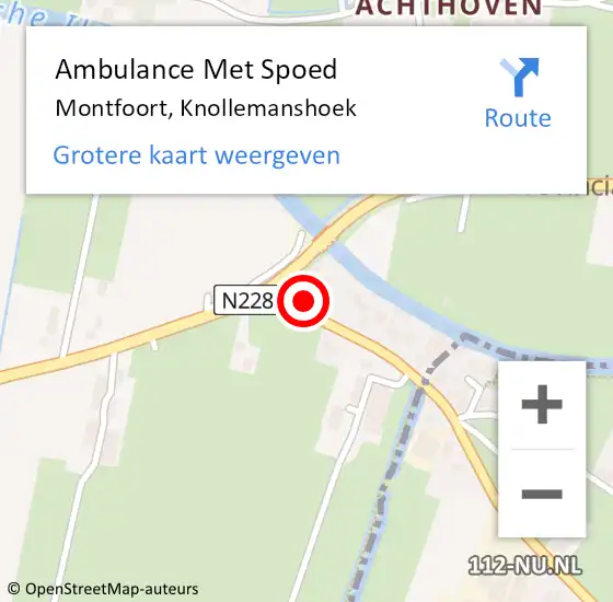 Locatie op kaart van de 112 melding: Ambulance Met Spoed Naar Montfoort, Knollemanshoek op 1 augustus 2014 13:39