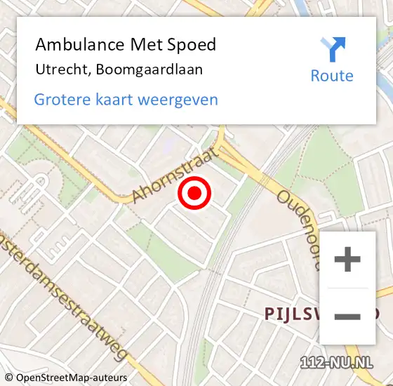 Locatie op kaart van de 112 melding: Ambulance Met Spoed Naar Utrecht, Boomgaardlaan op 1 augustus 2014 13:43