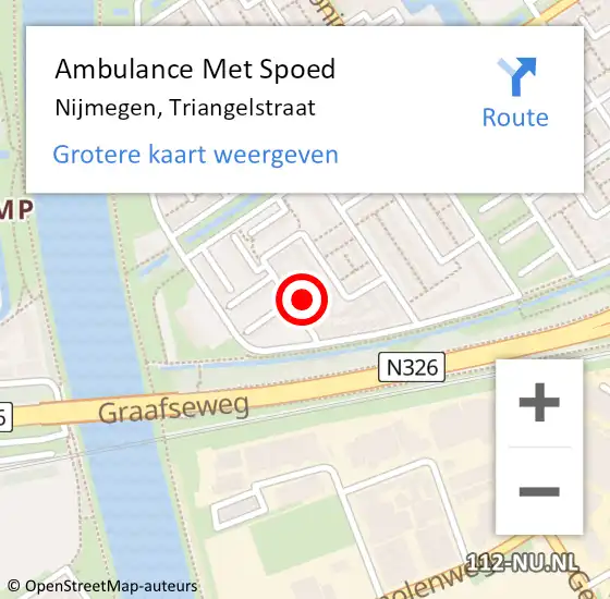 Locatie op kaart van de 112 melding: Ambulance Met Spoed Naar Nijmegen, Triangelstraat op 14 oktober 2022 12:39