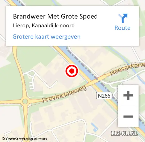 Locatie op kaart van de 112 melding: Brandweer Met Grote Spoed Naar Lierop, Kanaaldijk-noord op 14 oktober 2022 12:43