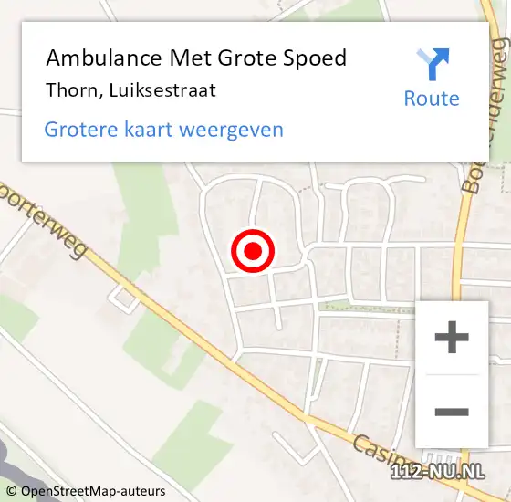 Locatie op kaart van de 112 melding: Ambulance Met Grote Spoed Naar Thorn, Luiksestraat op 14 oktober 2022 12:52