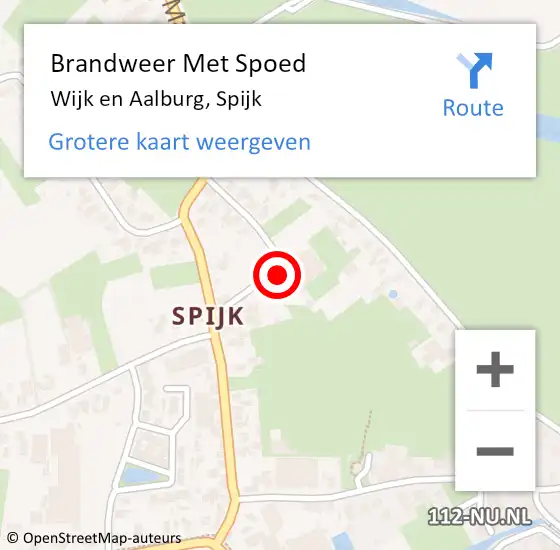 Locatie op kaart van de 112 melding: Brandweer Met Spoed Naar Wijk en Aalburg, Spijk op 14 oktober 2022 13:46