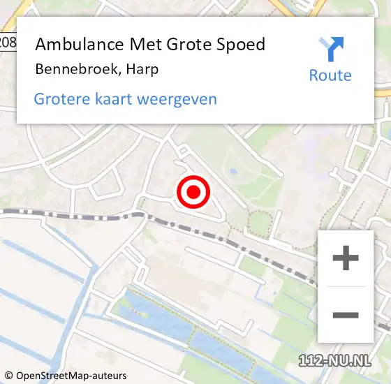 Locatie op kaart van de 112 melding: Ambulance Met Grote Spoed Naar Bennebroek, Harp op 14 oktober 2022 14:05