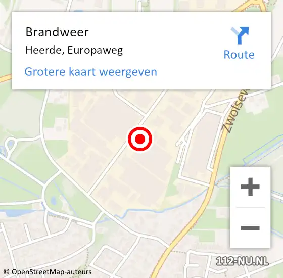 Locatie op kaart van de 112 melding: Brandweer Heerde, Europaweg op 14 oktober 2022 14:22