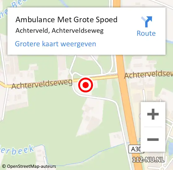 Locatie op kaart van de 112 melding: Ambulance Met Grote Spoed Naar Achterveld, Achterveldseweg op 14 oktober 2022 14:47