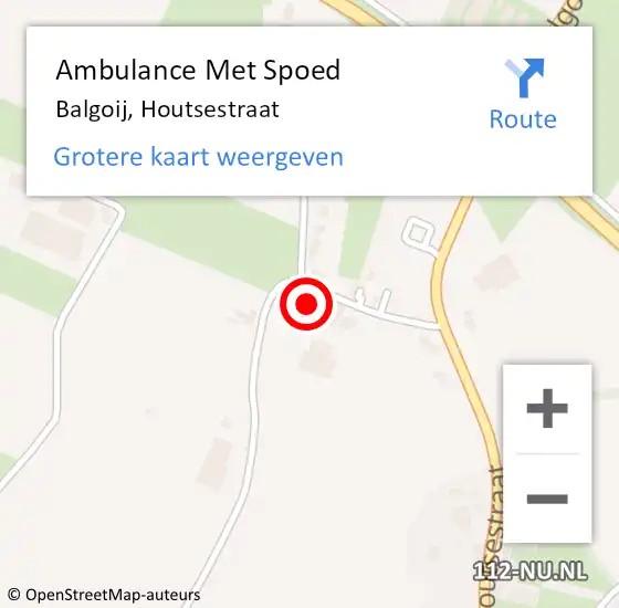 Locatie op kaart van de 112 melding: Ambulance Met Spoed Naar Balgoij, Houtsestraat op 14 oktober 2022 15:23