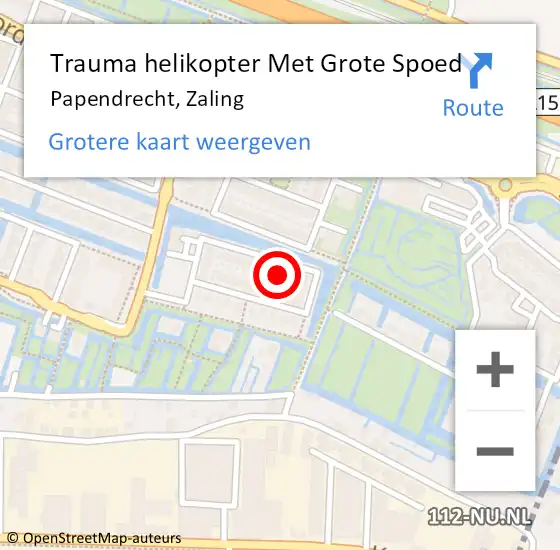 Locatie op kaart van de 112 melding: Trauma helikopter Met Grote Spoed Naar Papendrecht, Zaling op 14 oktober 2022 15:32