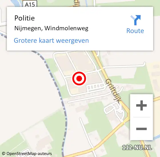 Locatie op kaart van de 112 melding: Politie Nijmegen, Windmolenweg op 14 oktober 2022 15:38