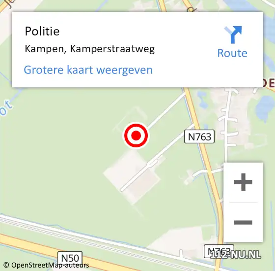 Locatie op kaart van de 112 melding: Politie Kampen, Kamperstraatweg op 14 oktober 2022 15:49