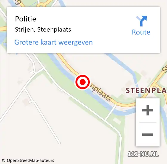 Locatie op kaart van de 112 melding: Politie Strijen, Steenplaats op 14 oktober 2022 15:51