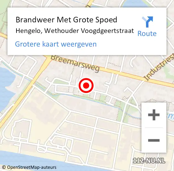 Locatie op kaart van de 112 melding: Brandweer Met Grote Spoed Naar Hengelo, Wethouder Voogdgeertstraat op 14 oktober 2022 15:53