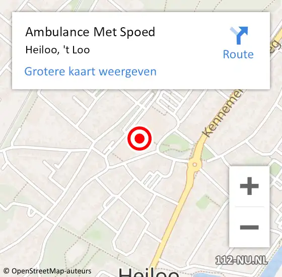 Locatie op kaart van de 112 melding: Ambulance Met Spoed Naar Heiloo, 't Loo op 14 oktober 2022 16:07