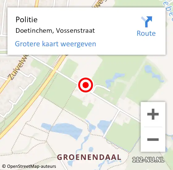 Locatie op kaart van de 112 melding: Politie Doetinchem, Vossenstraat op 14 oktober 2022 16:13