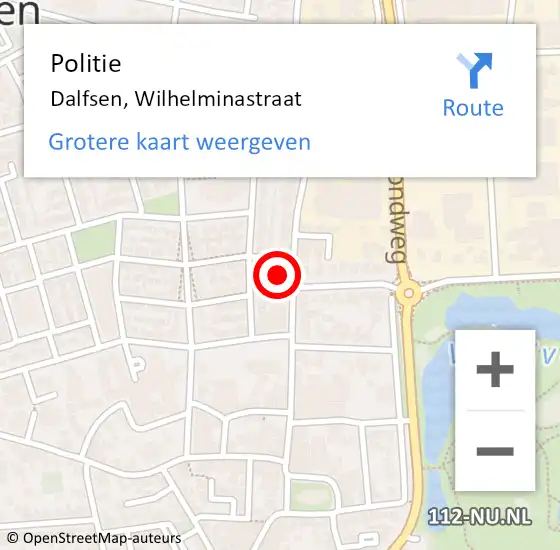 Locatie op kaart van de 112 melding: Politie Dalfsen, Wilhelminastraat op 14 oktober 2022 16:14