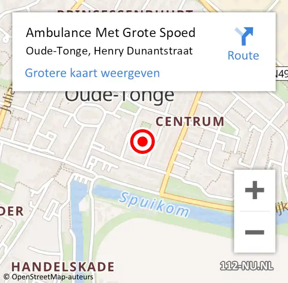 Locatie op kaart van de 112 melding: Ambulance Met Grote Spoed Naar Oude-Tonge, Henry Dunantstraat op 14 oktober 2022 16:19