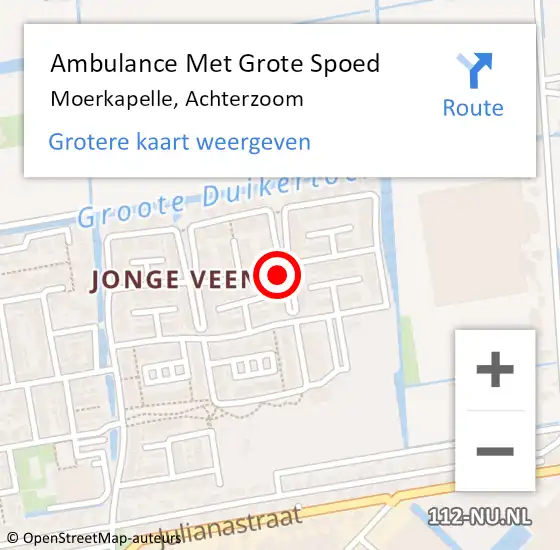 Locatie op kaart van de 112 melding: Ambulance Met Grote Spoed Naar Moerkapelle, Achterzoom op 14 oktober 2022 16:28