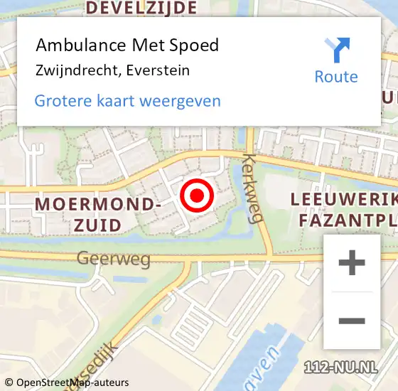 Locatie op kaart van de 112 melding: Ambulance Met Spoed Naar Zwijndrecht, Everstein op 14 oktober 2022 16:32