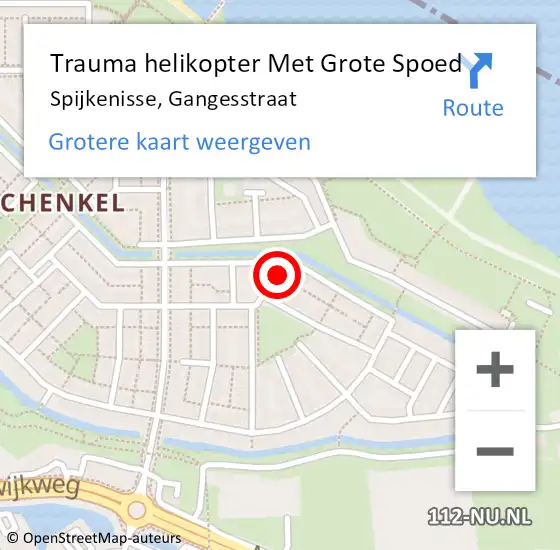 Locatie op kaart van de 112 melding: Trauma helikopter Met Grote Spoed Naar Spijkenisse, Gangesstraat op 14 oktober 2022 16:42