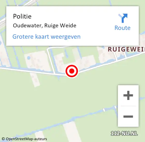 Locatie op kaart van de 112 melding: Politie Oudewater, Ruige Weide op 14 oktober 2022 17:01