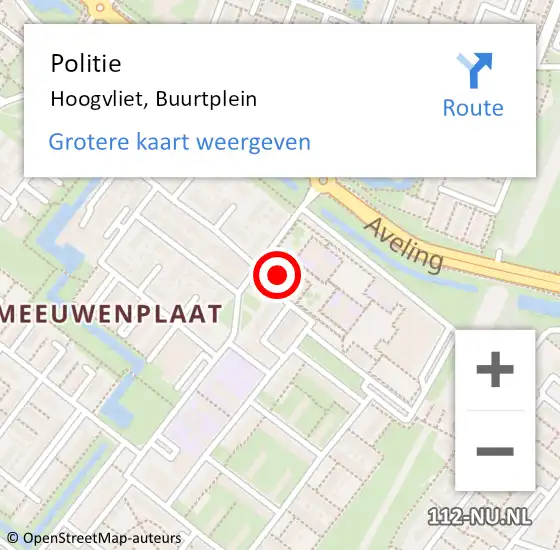 Locatie op kaart van de 112 melding: Politie Hoogvliet, Buurtplein op 14 oktober 2022 17:02