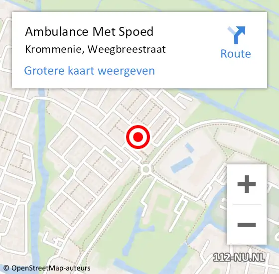 Locatie op kaart van de 112 melding: Ambulance Met Spoed Naar Krommenie, Weegbreestraat op 14 oktober 2022 17:14