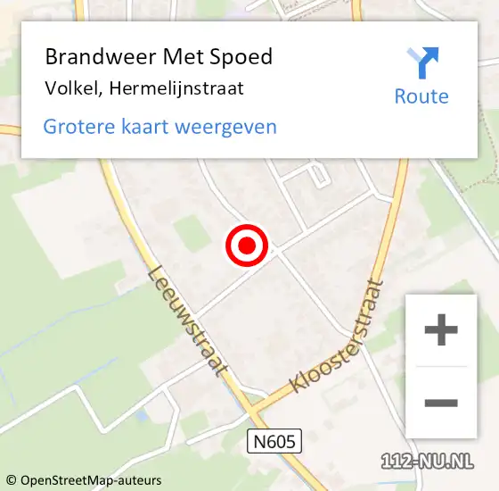 Locatie op kaart van de 112 melding: Brandweer Met Spoed Naar Volkel, Hermelijnstraat op 14 oktober 2022 17:27