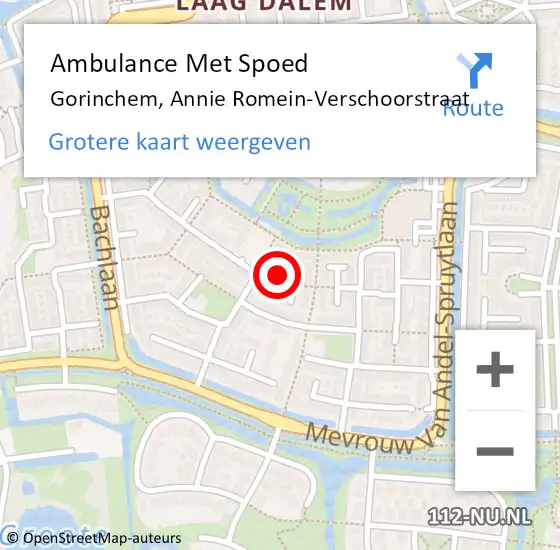 Locatie op kaart van de 112 melding: Ambulance Met Spoed Naar Gorinchem, Annie Romein-Verschoorstraat op 14 oktober 2022 17:35