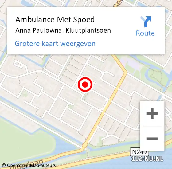 Locatie op kaart van de 112 melding: Ambulance Met Spoed Naar Anna Paulowna, Kluutplantsoen op 14 oktober 2022 17:35