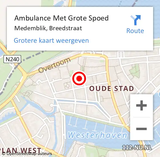 Locatie op kaart van de 112 melding: Ambulance Met Grote Spoed Naar Medemblik, Breedstraat op 14 oktober 2022 17:39