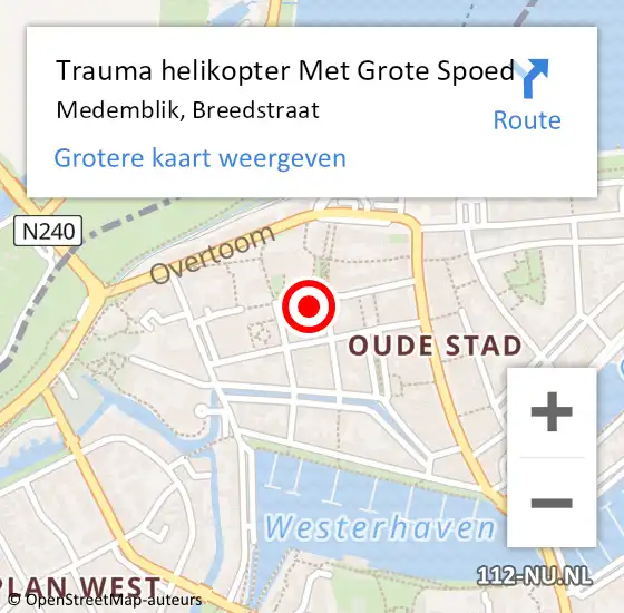 Locatie op kaart van de 112 melding: Trauma helikopter Met Grote Spoed Naar Medemblik, Breedstraat op 14 oktober 2022 17:41