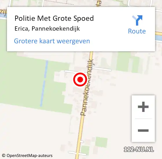 Locatie op kaart van de 112 melding: Politie Met Grote Spoed Naar Erica, Pannekoekendijk op 14 oktober 2022 17:46