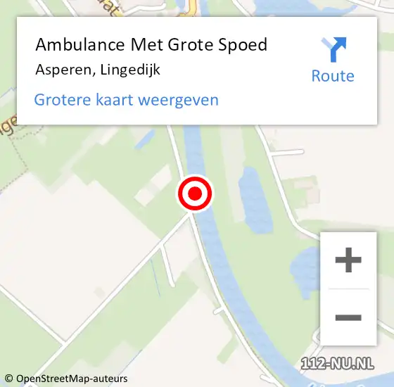 Locatie op kaart van de 112 melding: Ambulance Met Grote Spoed Naar Asperen, Lingedijk op 14 oktober 2022 17:47