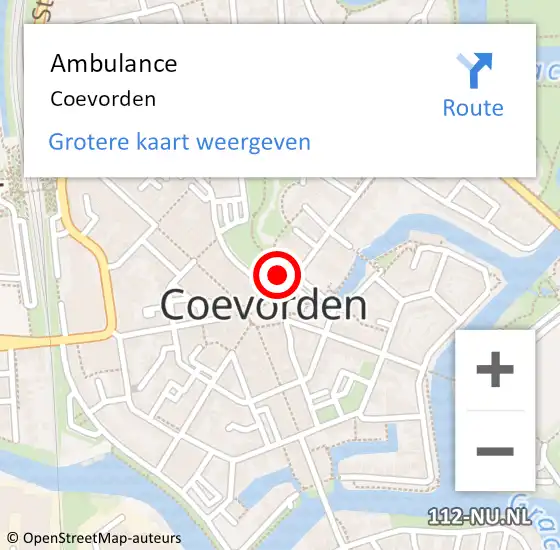 Locatie op kaart van de 112 melding: Ambulance Coevorden op 14 oktober 2022 17:52