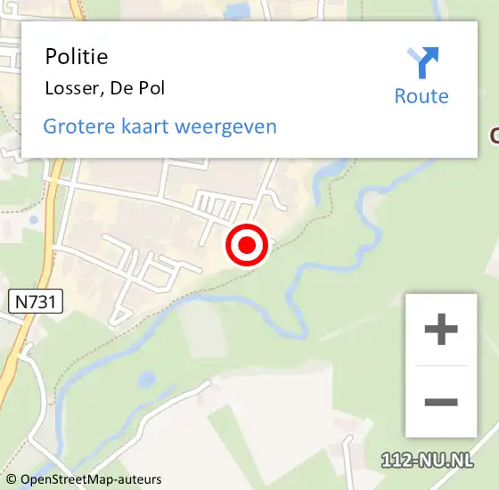 Locatie op kaart van de 112 melding: Politie Losser, De Pol op 14 oktober 2022 18:04