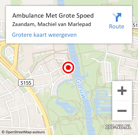 Locatie op kaart van de 112 melding: Ambulance Met Grote Spoed Naar Zaandam, Machiel van Marlepad op 14 oktober 2022 18:09