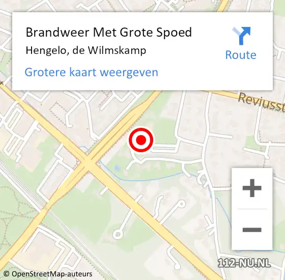 Locatie op kaart van de 112 melding: Brandweer Met Grote Spoed Naar Hengelo, de Wilmskamp op 14 oktober 2022 18:14