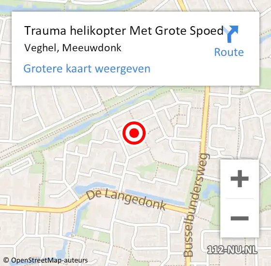 Locatie op kaart van de 112 melding: Trauma helikopter Met Grote Spoed Naar Veghel, Meeuwdonk op 14 oktober 2022 18:38