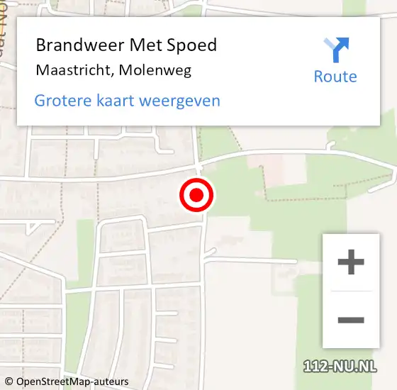 Locatie op kaart van de 112 melding: Brandweer Met Spoed Naar Maastricht, Molenweg op 14 oktober 2022 19:22