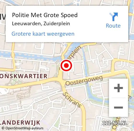 Locatie op kaart van de 112 melding: Politie Met Grote Spoed Naar Leeuwarden, Zuiderplein op 14 oktober 2022 19:22