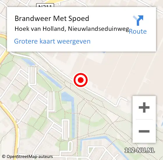 Locatie op kaart van de 112 melding: Brandweer Met Spoed Naar Hoek van Holland, Nieuwlandseduinweg op 14 oktober 2022 19:38
