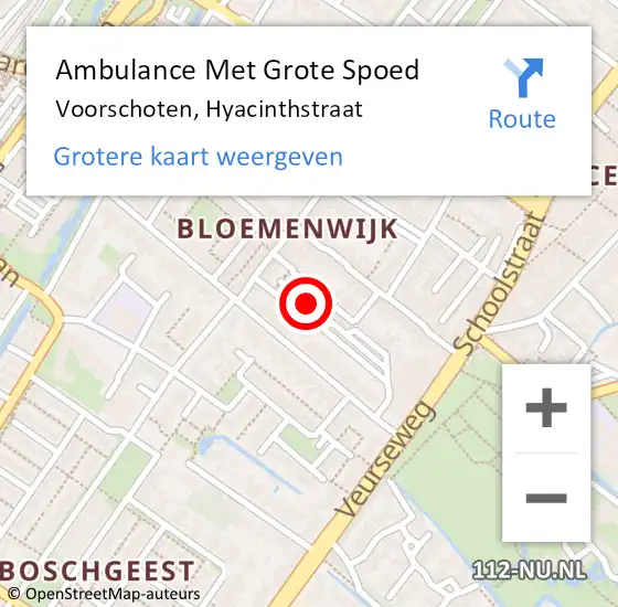 Locatie op kaart van de 112 melding: Ambulance Met Grote Spoed Naar Voorschoten, Hyacinthstraat op 14 oktober 2022 19:48