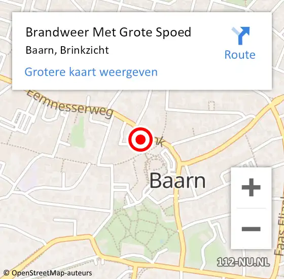 Locatie op kaart van de 112 melding: Brandweer Met Grote Spoed Naar Baarn, Brinkzicht op 14 oktober 2022 19:49