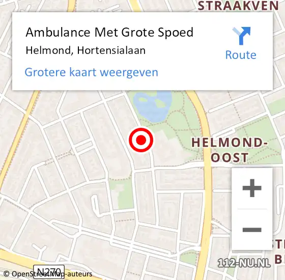 Locatie op kaart van de 112 melding: Ambulance Met Grote Spoed Naar Helmond, Hortensialaan op 1 augustus 2014 14:30