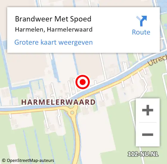 Locatie op kaart van de 112 melding: Brandweer Met Spoed Naar Harmelen, Harmelerwaard op 14 oktober 2022 19:54