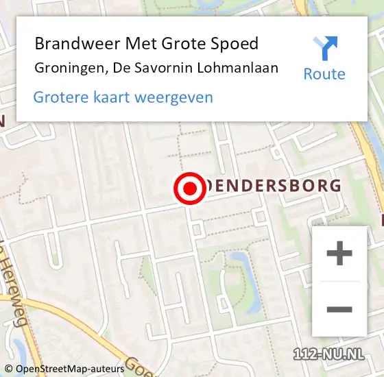 Locatie op kaart van de 112 melding: Brandweer Met Grote Spoed Naar Groningen, De Savornin Lohmanlaan op 14 oktober 2022 19:55