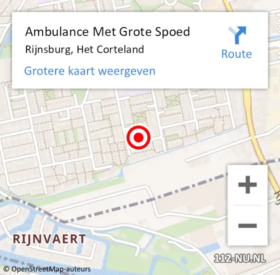 Locatie op kaart van de 112 melding: Ambulance Met Grote Spoed Naar Rijnsburg, Het Corteland op 14 oktober 2022 20:19