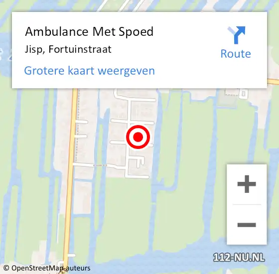 Locatie op kaart van de 112 melding: Ambulance Met Spoed Naar Jisp, Fortuinstraat op 14 oktober 2022 20:25
